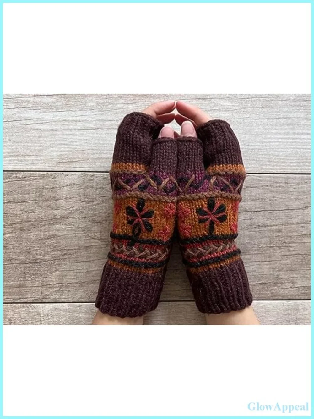Hand Knit Alpaca Fingerless Gloves Fleece Lined Texting Driving Winter